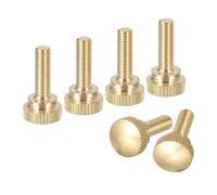sourcing map Lot de 6 vis moletées M5 x 16 mm, vis moletées en laiton avec boutons de fixation à l'épaule, ton laiton