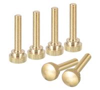 sourcing map Lot de 6 vis moletées M5 x 25 mm, vis moletées en laiton avec boutons de fixation à l'épaule, ton laiton