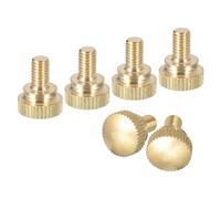 sourcing map Lot de 6 vis moletées M5 x 8 mm, vis moletées en laiton avec boutons de fixation à l'épaule, ton laiton