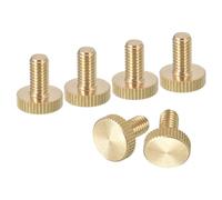 sourcing map Lot de 6 vis moletées M6 x 12 mm à tête plate moletée entièrement filetée en laiton