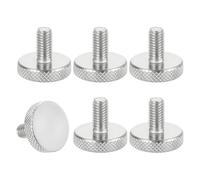 sourcing map Lot de 6 vis moletées M6 x 12 mm, vis moletées à tête plate en acier inoxydable 304, boulons à tête moletée métrique, boutons de serrage, 20 mm de diamètre