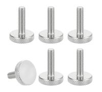 sourcing map Lot de 6 vis moletées M6 x 20 mm, vis moletées à tête plate en acier inoxydable 304, boulons à tête moletée métrique, boutons de serrage, 20 mm de diamètre