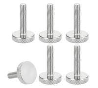 sourcing map Lot de 6 vis moletées M6 x 25 mm, vis moletées à tête plate en acier inoxydable 304, boulons à tête moletée métrique, boutons de serrage, 20 mm de diamètre