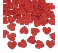 sourcing map Lot de 60 autocollants en mousse à paillettes - 2,5 cm - En forme de cœur - Pour loisirs créatifs, bricolage et décoration - Rouge