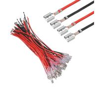 sourcing map Lot de 60 cosses à sertir femelles avec manchon isolant 6,30 mm, kit de connecteurs rapides femelles avec fils de 20 cm, coque ignifuge, rouge/noir