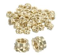 sourcing map Lot de 60 écrous moletés M3 x 3 mm de longueur x 5 mm OD pour impression 3D - Écrous en laiton filetés femelles en laiton - Écrou d'encastrement