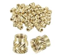 sourcing map Lot de 60 écrous moletés M5 x 8 mm de long x 7,5 mm de diamètre extérieur - Écrous en laiton pour impression 3D - Inserts filetés femelles en laiton - Écrou d'encastrement