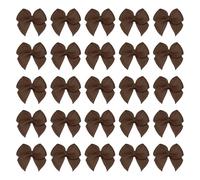 sourcing map Lot de 60 mini nœuds en ruban satiné de 1,9 cm pour loisirs créatifs, couture, mariage, fête d'anniversaire, marron foncé