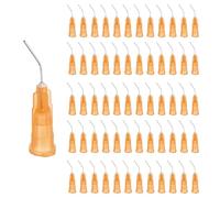 sourcing map Lot de 60 pointes d'aiguilles de distribution pré-pliées, calibre 25, en acier inoxydable à 45 degrés, pointe de distribution coudée de 1,3 cm avec Luer Slip, orange