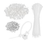 sourcing map Lot de 60 supports de fixation de câble de 2,2 cm avec attaches de câble de 15,2 cm et vis taraudeuses M5, ensemble de pinces de support de rangement de fils, blanc