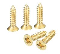 sourcing map Lot de 60 vis à bois en laiton M3 x 12 mm Phillips à tête plate auto-taraudeuse pour charnières de porte, meubles en bois, appareils ménagers