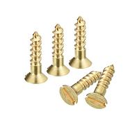 sourcing map Lot de 60 vis à bois en laiton, M3 x 12 mm, tête plate, auto-taraudeuse, à tête fraisée, pour meubles de travail du bois