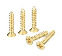 sourcing map Lot de 60 vis à bois en laiton M3 x 16 mm Phillips à tête plate auto-taraudeuse pour charnières de porte, meubles en bois, appareils ménagers