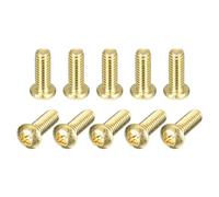 sourcing map Lot de 60 vis à métaux en laiton M4 x 10 mm Phillips à tête cylindrique pour meubles, matériel de bureau, électronique