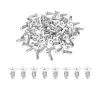 sourcing map Lot de 60 vis autotaraudeuses à tête plate M4,8 x 16 mm en acier inoxydable 410 pour vis à tôle - Argenté