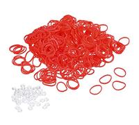 sourcing map Lot de 600 élastiques en caoutchouc extensible avec clips en S pour la maison ou le bureau Rouge 1,4 cm de diamètre