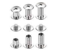 sourcing map Lot de 75 vis Chicago M4 x (6 + 10 + 12) mm de longueur en métal Phillips - Rivets à clous - Vis de liaison pour bricolage, ceinture en cuir, sac, loisirs créatifs, reliure, blanc