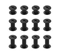 sourcing map Lot de 75 vis Chicago M5 x 6/10/12 mm 8/12/14 mm de long en métal Phillips clous rivets rivets reliures vis pour bricolage cuir ceinture sac artisanat reliure, noir