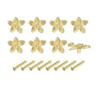 sourcing map Lot de 8 boutons de tiroir en forme de fleur en alliage de zinc de 5,1 cm pour armoire, placard, bibliothèque, décoration de meubles, doré