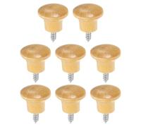 sourcing map Lot de 8 boutons de tiroir ronds en bois massif, 2,3 x 1,8 cm, auto-taraudeuses, en forme de champignon, pour meubles, commode, armoire, couleur bois