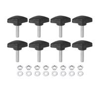 sourcing map Lot de 8 boutons en T M6 x 25 mm, filetage métrique 36 mm, poignées en plastique, vis moletées filetées à la main, vis moletées avec écrous rondelles, noir