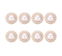 sourcing map Lot de 8 boutons ronds à coudre avec strass et fausses perles - Style vintage - Pour vêtements, pulls, manteaux, costumes, tricot - Doré - 18 mm