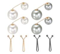 sourcing map Lot de 8 broches en perles artificielles, épingles à nourrice pour pull, châle, ajusteur de taille pour écharpe, t-shirt, pantalon, beige, gris, doré, noir, 8 pièces, 2 styles