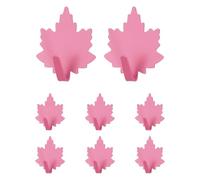 sourcing map Lot de 8 crochets muraux décoratifs en forme de feuille, crochets muraux autocollants en métal très résistants pour salle de bain, cuisine, maison et bureau, clés, manteaux, rose rouge