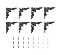 sourcing map Lot de 8 équerres d'angle plates vintage 5,3 x 4,8 cm en métal avec vis pour armoire, meubles décoratifs Noir