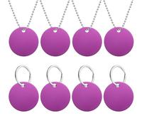 sourcing map Lot de 8 étiquettes vierges en aluminium pour chien - 35 mm - Avec chaînes et boucles - Pour collier et loisirs créatifs - Violet