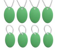 sourcing map Lot de 8 étiquettes vierges en aluminium pour chien, 38 mm, étiquettes vierges ovales en métal avec chaînes et boucles pour colliers d'animaux domestiques, loisirs créatifs, vert