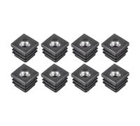 sourcing map Lot de 8 inserts pour tubes carrés avec filetage M8, pour tube carré OD de 2 x 2 cm, bouchon carré en plastique noir pour roulettes de chaise