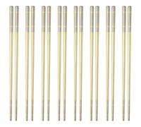 sourcing map Lot de 8 paires de baguettes carrées légères en acier inoxydable pour la maison, la cuisine, la casserole chaude, 23,5 cm, doré