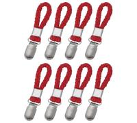 sourcing map Lot de 8 pinces à torchon avec boucle en coton pour accrocher, crochets en métal polyvalents de 10 cm pour la maison, la cuisine, la salle de bain, rouge