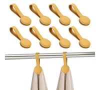 sourcing map Lot de 8 pinces magnétiques pour serviettes de cuisine, porte-serviettes en cuir, crochets multi-usages, accessoires de cuisine pour poignées de four, barres de support, jaune