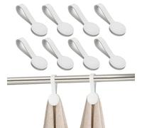 sourcing map Lot de 8 pinces magnétiques pour serviettes de cuisine, porte-serviettes en cuir, crochets multi-usages, accessoires de cuisine pour poignées de four, barres de support, blanc