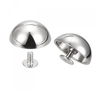 sourcing map Lot de 8 rivets creux à tête ronde en cuir Argenté 20 x 9 mm