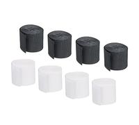 sourcing map Lot de 8 rouleaux de papier crépon pour décoration de fête arc-en-ciel - 9,8 m - 2 couleurs - Noir/blanc