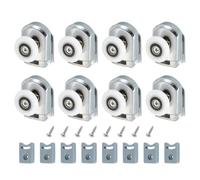 sourcing map Lot de 8 roulettes de porte de douche de 25 mm, glissières de porte de douche simples, roues de guidage en plastique avec bloc anti-collision et vis pour portes en verre, 4 à 6 mm, argent