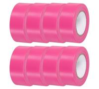 sourcing map Lot de 8 rubans de signalisation non adhésifs en plastique néon pour la chasse aux arbres, les limites des zones dangereuses, 2,5 cm x 240 m, rose