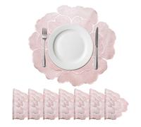 sourcing map Lot de 8 Tapis de Table a Manger Ronds en Polyvinyle Pressé Métallique Lavable pour Décoration (38 x 38 cm)