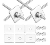 sourcing map Lot de 8 tiges entièrement filetées M3 x 50 mm, tiges filetées en acier inoxydable 304, filetage à droite avec écrou rondelle carrée pour ancrage structurel, vis de fixation