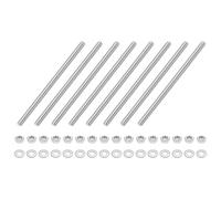 sourcing map Lot de 8 tiges entièrement filetées M6 x 110 mm en acier inoxydable avec écrous et rondelle plate entièrement cloutées pour pinces, cintres et boulons en U