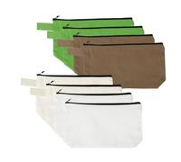 sourcing map Lot de 8 trousses de maquillage en toile de coton, 19,1 x 13,8 cm, avec fermeture éclair et sangle, multi-usages unies, pochettes à fermeture éclair, trousse à crayons vierges pour femmes