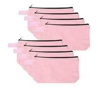 sourcing map Lot de 8 trousses de maquillage en toile de coton, 22,6 x 13,8 cm, avec fermeture éclair et sangle, pochettes de toilette unies polyvalentes à fermeture éclair, trousse à crayons vierges