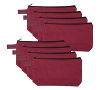 sourcing map Lot de 8 trousses de maquillage en toile de coton, 22,6 x 13,8 cm, avec fermeture éclair et sangle, pochettes de toilette unies polyvalentes à fermeture éclair, trousse à crayons vierges