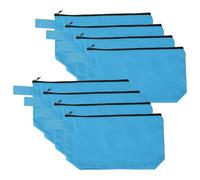 sourcing map Lot de 8 trousses de maquillage en toile de coton, 22,9 x 13,8 cm, avec fermeture éclair et sangle, pochettes de toilette unies polyvalentes à fermeture éclair, trousse à crayons vierges