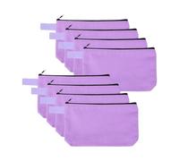 sourcing map Lot de 8 trousses de maquillage en toile de coton avec fermeture éclair et sangle, 19,1 x 13,8 cm, multi-usages, unies, pochettes à fermeture éclair, trousse à crayons vierges pour femmes