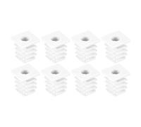 sourcing map Lot de 8 tubes carrés 19 x 19 mm - Housse de chaise en polypropylène avec filetage M6, insert fileté pour pieds de meubles, bouchons réglables pour pieds de chaise (blanc)