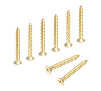 sourcing map Lot de 8 vis à bois cruciformes en laiton M4 x 35 mm, vis à bois plates cruciformes autotaraudeuses pour charnières de porte, travaux manuels en bois et projets de bricolage (doré, lot de